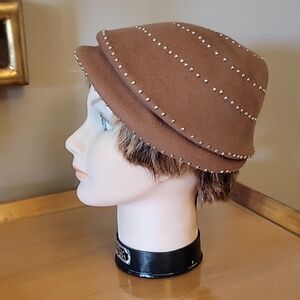 Vintage Studded Wool Felt Hat Ca. 1930's-1950's